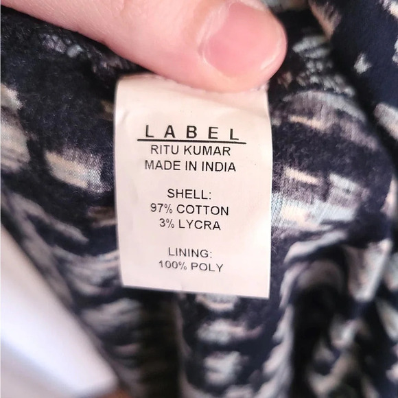 LABEL RITU KUMAR Maxi Dress Sleeveless Size 2 V Neck Black Blue - Picture 5 of 7